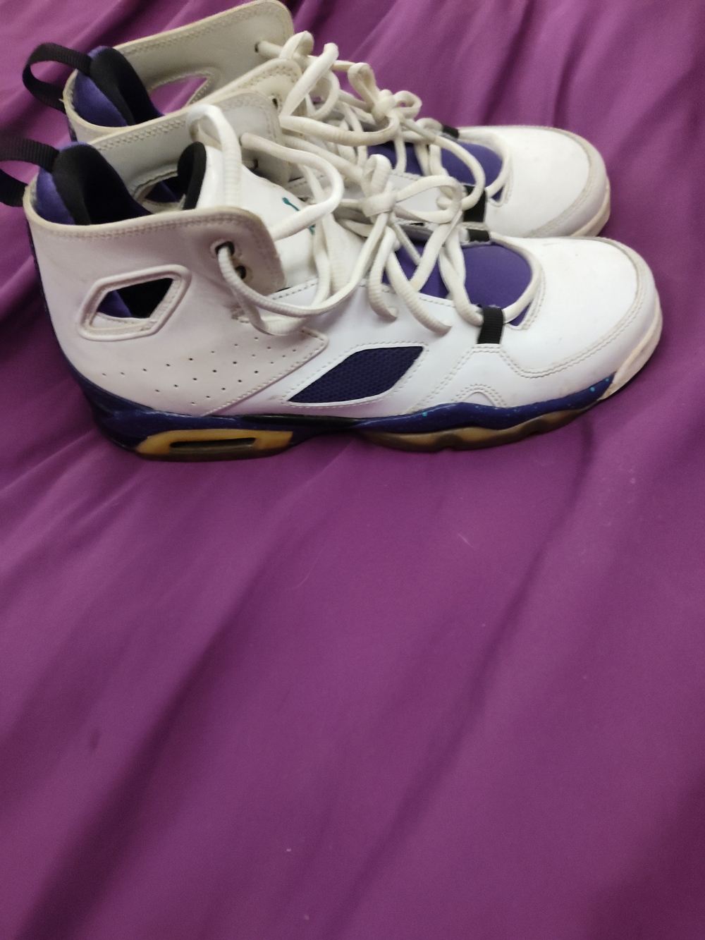 Jordan White and Purple High-Top Athletic Sneakers